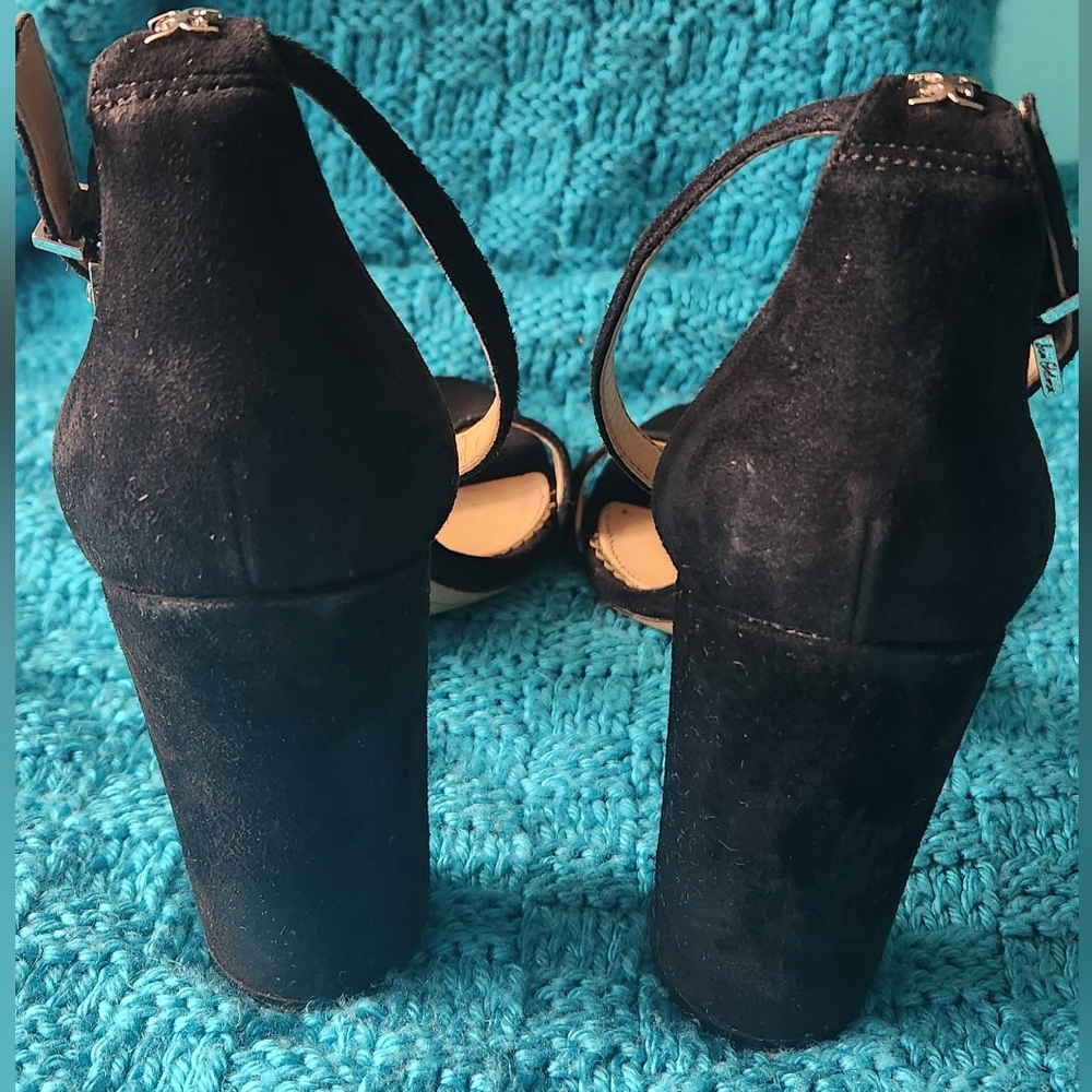 Sam Edelman Black Leather/Suede 4" Block Heel Size 8.5 - Picture 4 of 7
